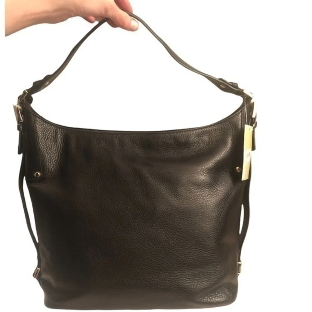 Michael kors black leather Bedford satchel NWT
